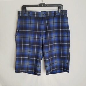 Nike Blue Flat Front Plaid Shorts